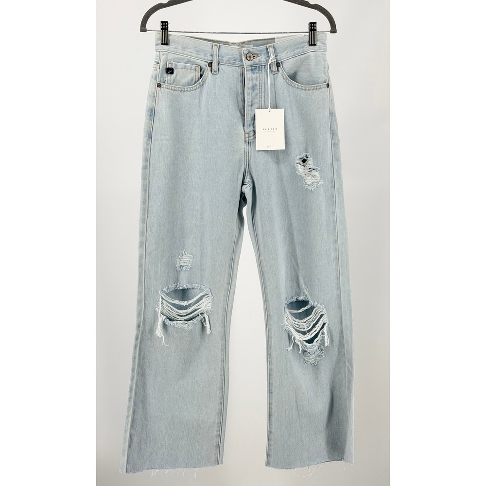 KanCan Jeans Womens 5/26 Light Wash 90s Flare High Rise Distressed NWT‎
